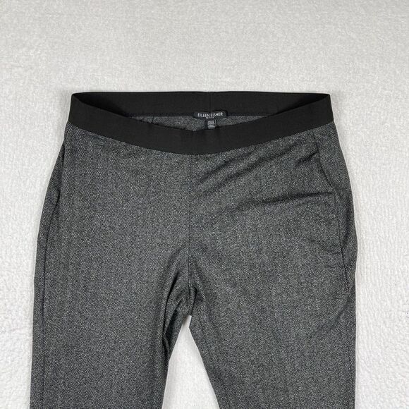 Eileen Fisher Pants Womens Petite Small Gray Herringbone Pull On Leggings Preppy - Picture 4 of 12